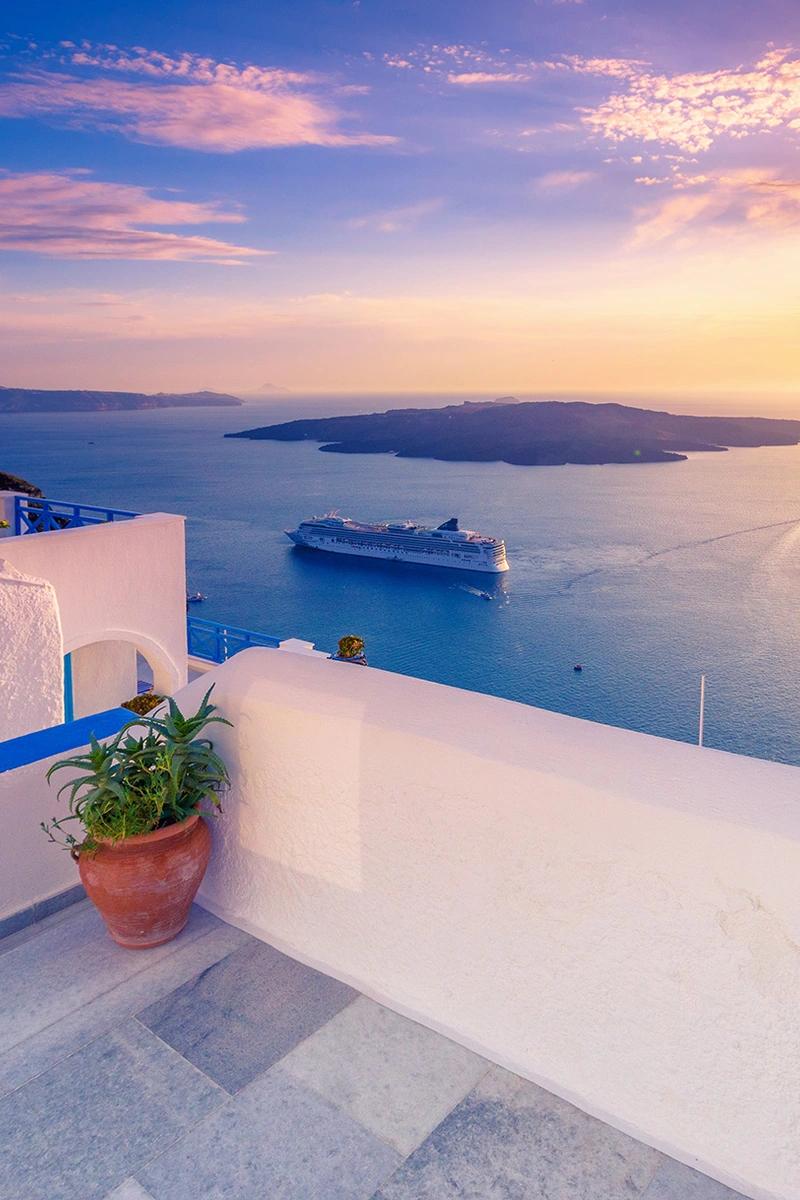 A luxury cruise ship at sea
